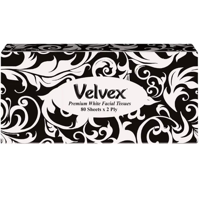 Velvex Facial Tissues Black 80S